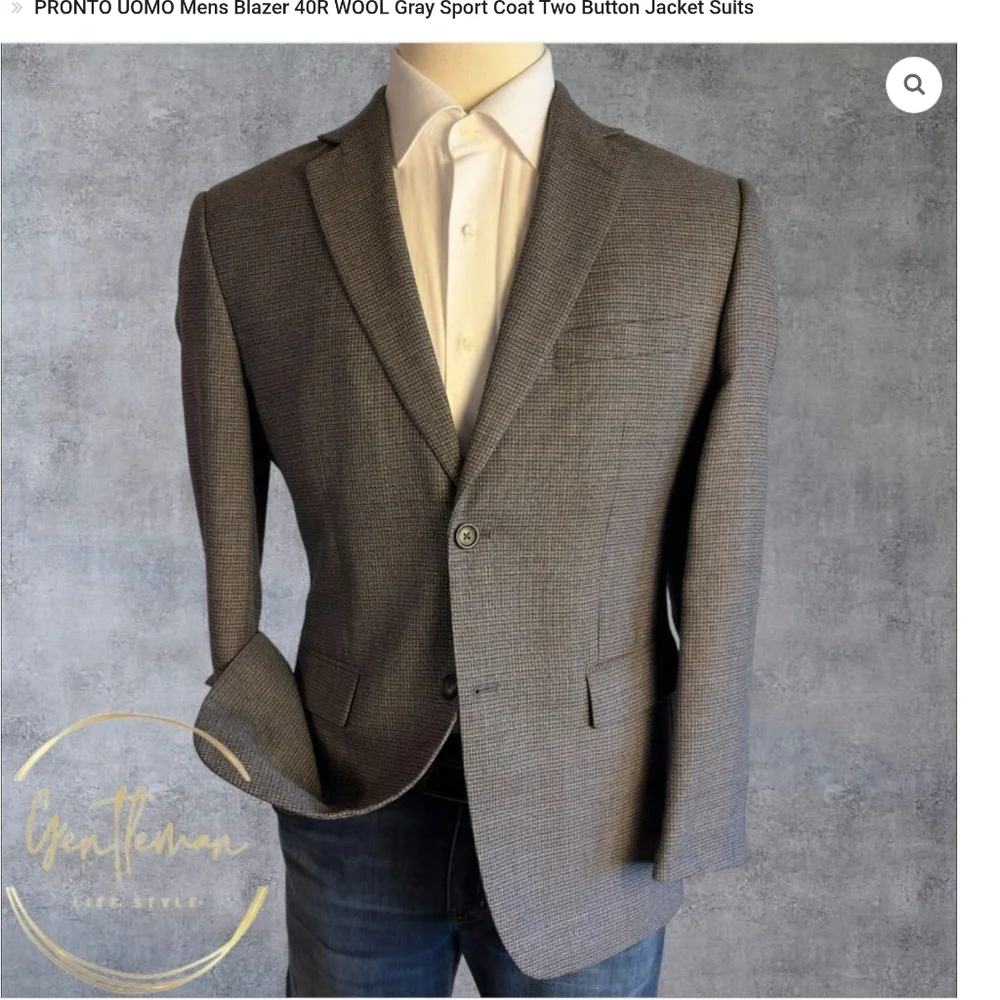 Pronto Uomo Brow 100%  Wool Two Button Blazer